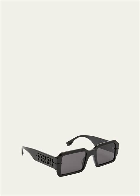 fendi men's raised logo rectangle sunglasses|fendi print sunglasses.